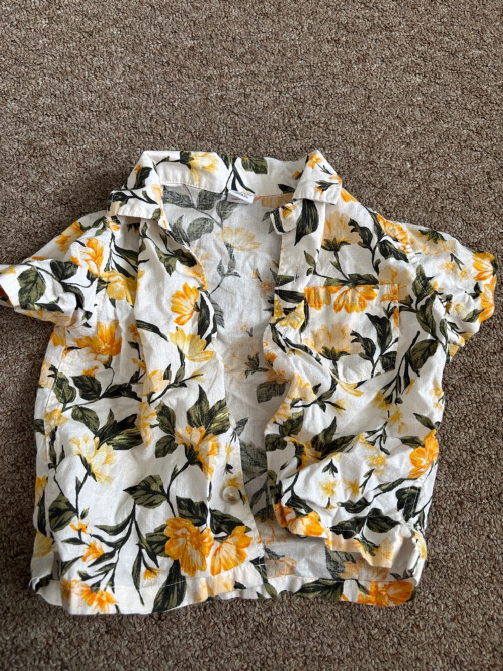 Old Navy White and Yellow Floral Button-Up Shirt